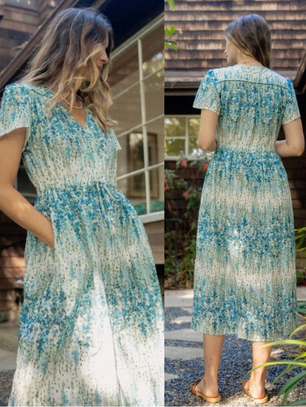 Christy Dawn The Dawn Dress Morning Gladiola XS Blue Floral 100% Cotton Midi